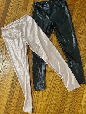 Kids Shiny Leggings Duo - Pink and Black
